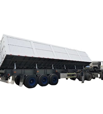 CIMC Tri axle Side Tipper 70 Tons cho phép hàng hóa được dỡ từ bên vận chuyển vật liệu xây dựng dump bán xe kéo