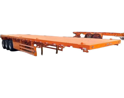 Truck quảng cáo Flatbed Semi trailer 2 3 4 axles 50 60 80 100 Ton With Twist lock 40ft 20ft platform container semi trailer