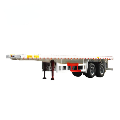 2 trục 20ft 40ft Semi trailer Container vận chuyển Twistlocks Thiết kế flatbed Thép carbon 12R22.5 Truck Trailers