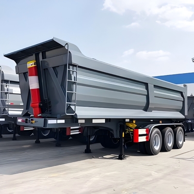 3 trục 60 tấn hình U Grey Half Pipe Tipper Trailer Truck dump nặng