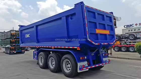 CIMC Hydraulic Dump Truck 3 Axle Trục phía trước có thể được nâng trở lại Flip Semi-trailer Side Tipper Dump Truck