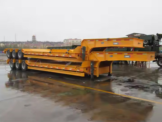 CIMC Thép cứng 3-axis 40-200 Tons Heavy Duty Lowbed Semi Trailer
