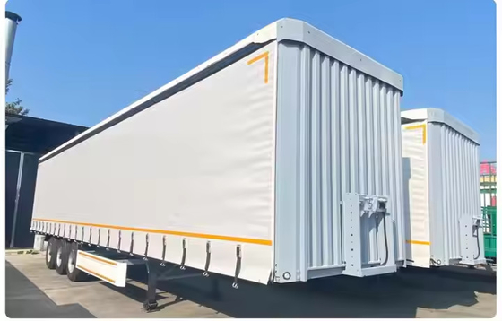 3 trục Trọng lượng không chở 8300kg Loại đòn bẩy Lái treo Laminated Plywood Tarped Semi Trailer Truck Tarpaulin