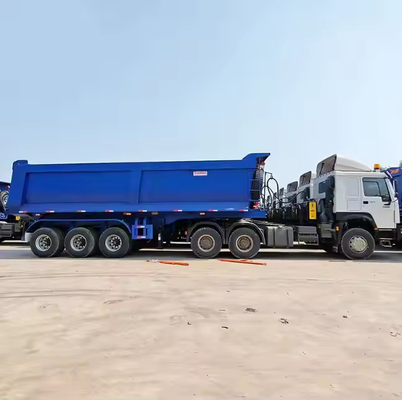 CIMC Hydraulic Box Dump Semi-Trailer 60 Cbm Dumper Price Tipper 50 80 100 Ton 4 bánh bán xe