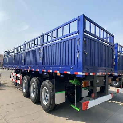 CIMC Vật liệu sắt 3 trục 40-80 tấn Capacity Stake Type Heavy Cargo Van Type High Fence Warehouse Semi Truck Trailer