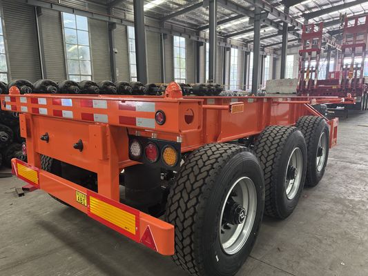 Lốp xe đơn lớn với treo không khí 3 trục 20ft 40ft 45ft container vận chuyển thép Skeleton Semi trailer