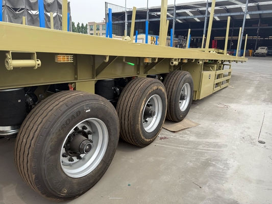 Vòng gỗ và thép container vận chuyển cột bên phẳng xe bán treo